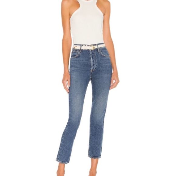 Agolde Blue Straight Leg Women's Jeans - Picture 1 of 11